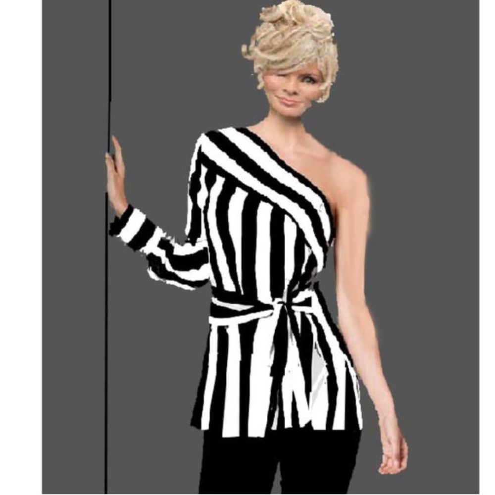 One Shoulder Stripe Top Matt Jersey XS-L